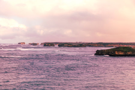 Photograph of the Bay of Martyrs near the town of Peterborough along the rugged coastline of the...
