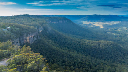 Drone aerial photograph of the Kanimbla Valley near the town of Mount Victoria in the Blue Mountains...