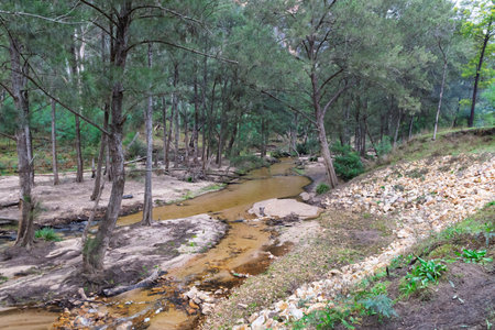 Photograph of the Capertee River at very low levels running through the Capertee Valley after major...
