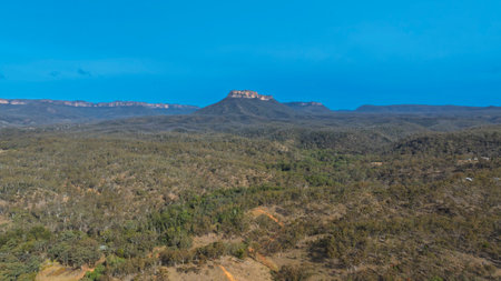 Drone aerial photograph of the widest canyon in the world the Capertee Valley in Wollemi National...