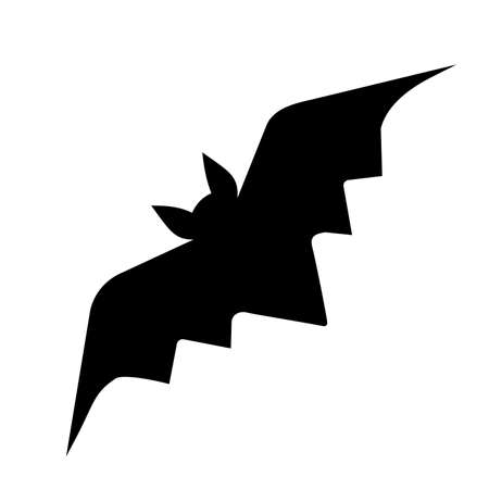 Bat isolated on white background, Halloween theme silhouette black and white flat designのイラスト素材