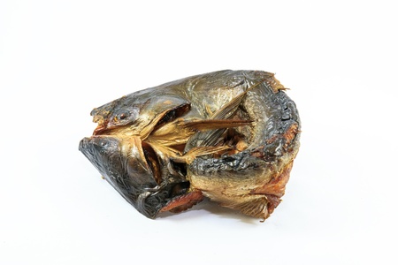 Dried fish on white backgroundの写真素材