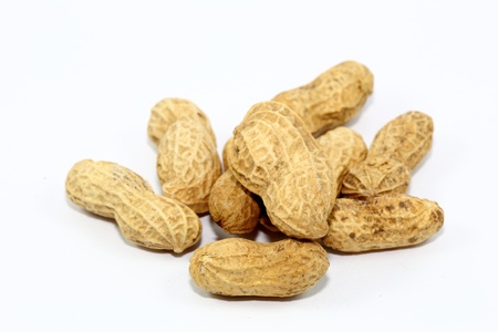 Peanuts on white background