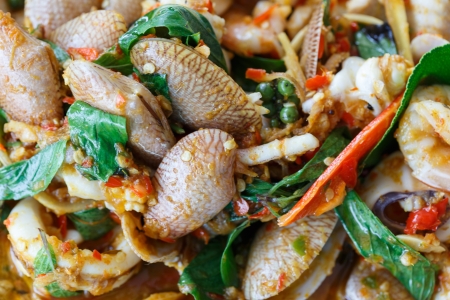 Spicy Stir Fried sea foodの写真素材