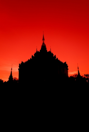 silhouette Pagoda on red skyの写真素材