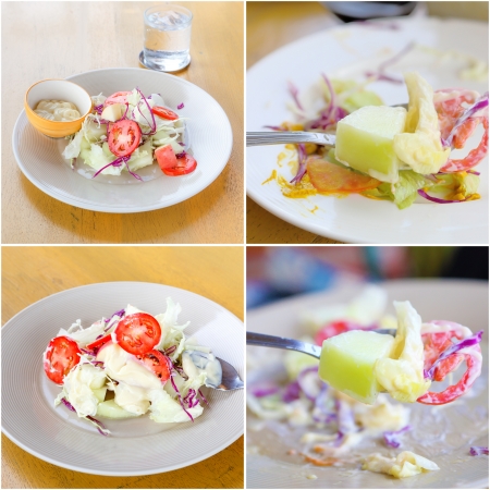 Set of Fruits and vegetables salad for dietの写真素材