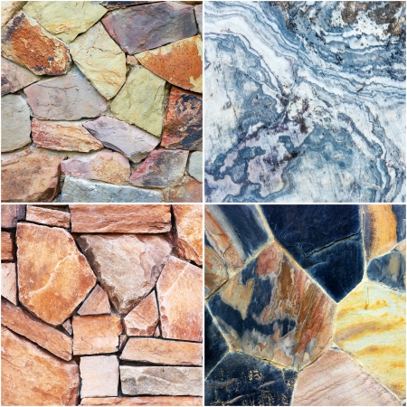 Set of stone wall tecture backgroundの写真素材