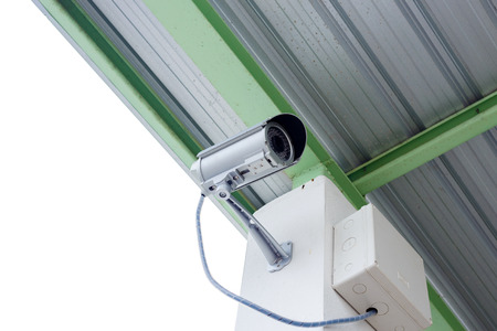 security camera cctv under roof in factory