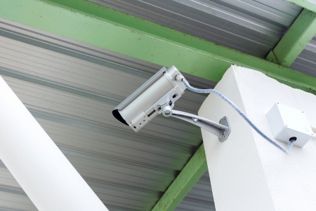 security camera cctv under roof in factory