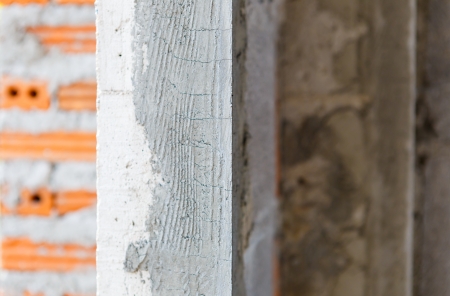 Brick wall construction for house building 