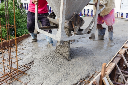 Cement pouring for house construction の写真素材