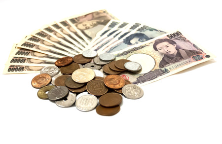 Japan money on white background