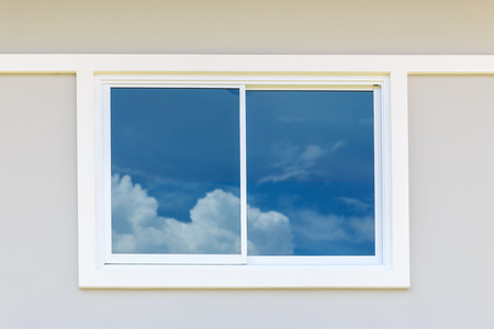 window frame with blur skyの写真素材