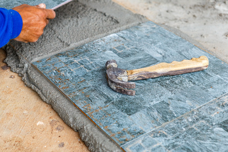floor tile installation for house building