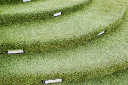 staircase artificial grass with lampの写真素材