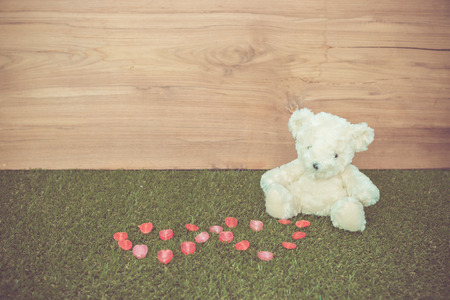 Romantic Bear on vintage retro color toneの写真素材