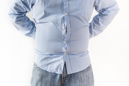 Fat man on white backgroundの写真素材