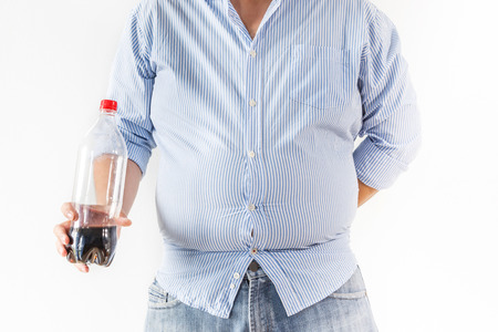 Fat man on white backgroundの写真素材