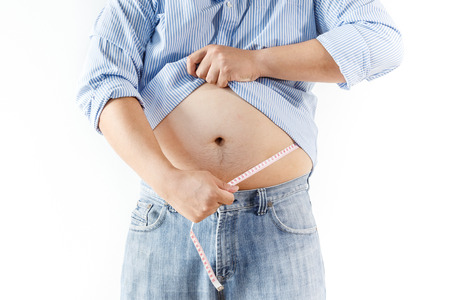 Fat man on white backgroundの写真素材