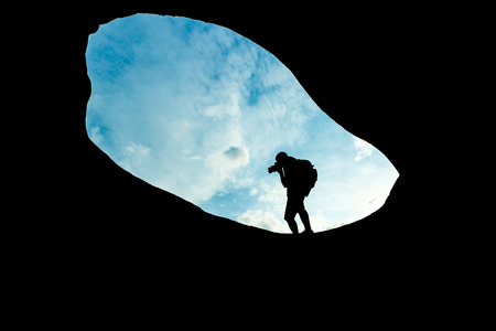 A man take photo on grand canyon sam pan bok at ubonratchathaniの写真素材