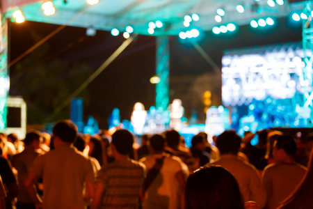 silhouette concert in front of stageの写真素材