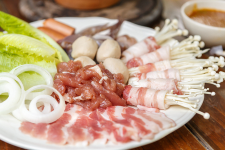 Pork and sea food grillの写真素材