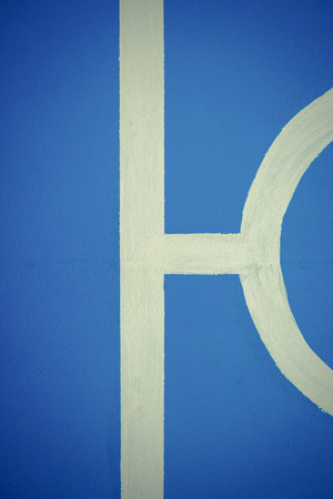 White line on new stadium floorの写真素材