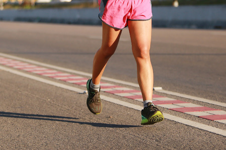 marathon running on the roadの写真素材