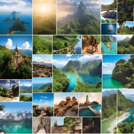 Collage of photos of the beautiful landscapes of Vietnam, Asia.generative aiの素材