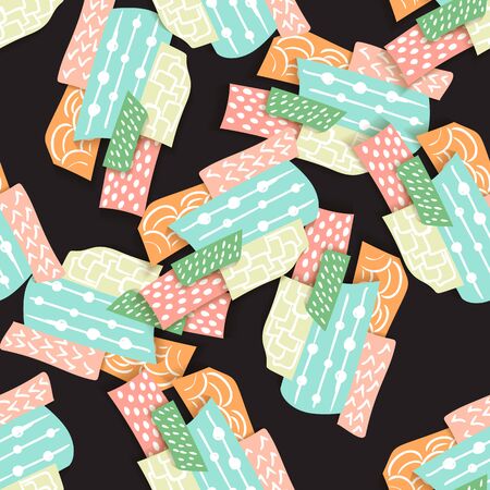 Paper cutout vector illustration. Fabric texture. Cut paper craft pattern in origami style. 3d vector. Design element.のイラスト素材
