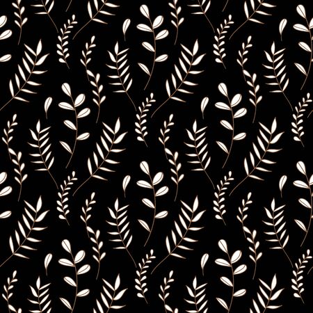 Vector Leaves branch. Field foliage seamless pattern. Exotic tropical hawaiian outline. Leaf plant botanical floral foliage. Engraved ink art. Seamless background pattern. Fabric wallpaper print texture.のイラスト素材