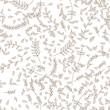 Vector Leaves branch. Field foliage seamless pattern. Exotic tropical garden outline. Leaf plant botanical floral foliage. Engraved ink art. Seamless background pattern. Fabric wallpaper print texture.のイラスト素材