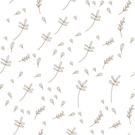 Vector Leaves branch. Field foliage seamless pattern. Exotic tropical hawaiian outline. Leaf plant botanical floral foliage. Engraved ink art. Seamless background pattern. Fabric wallpaper print surface texture.のイラスト素材