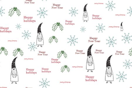 Seamless pattern a smile cute kids gnomes and Christmas gifts can use for any purpose in holiday...