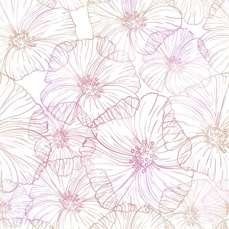 Hand-drawn autentic flower Surface pattern with piony.の写真素材