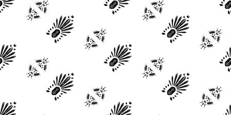 Ikat pattern etnic indian ornamental black and white illustration. Navajo motif texture ornate  design for surface print.のイラスト素材
