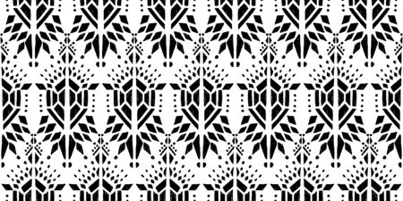 Ikat pattern etnic indian ornamental black and white illustration. Navajo motif texture ornate  design for surface print.のイラスト素材