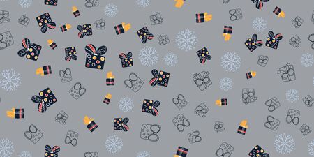 Gorizontal pattern christmas gift boxes. Beautiful present box on surface design. Wrapped beautiful...