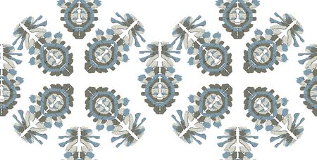 Abstract embroidery seamless ikat pattern.Tribal ethnic folk vector texture. Seamless striped...