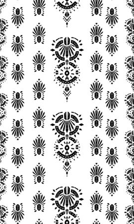 Ikat pattern etnic indian ornamental black and white illustration. Navajo motif texture ornate  design for surface print.のイラスト素材