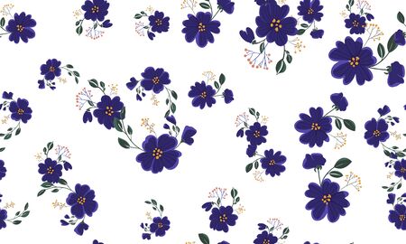 Fashionable cute pattern in nativel flowers. Floral seamless background for textiles, fabrics, covers, wallpapers, print, gift wrapping or any purposeのイラスト素材