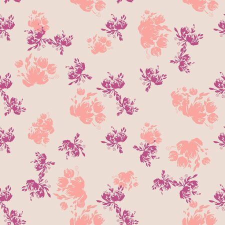 Flower scribble pattern. Romantic artistic textile vector print surface design. のイラスト素材