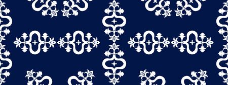 Vector ornament seamless pattern. Elegant white damask decor. Texture with simple element geometric...