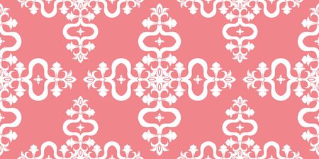 Vector ornament seamless pattern. Elegant white damask decor. Decorative design for fabric,...
