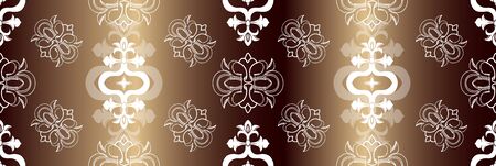 White ornament on gold background Wallpaper in the style of Baroque. Seamless vector for fabric,...