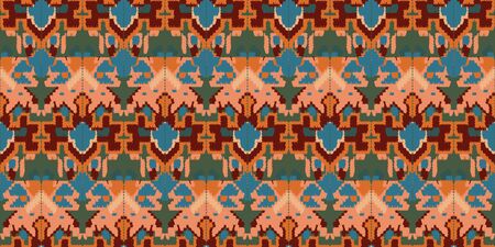 Drapery curves pagan tripe seamless pattern. Indian old surface background. Vector ornament.のイラスト素材