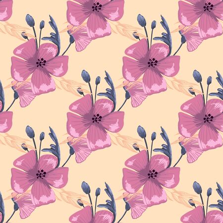 Simple cute floral bouquet vector pattern with small and medium flowers and leaves. 
For fashion prints.Â のイラスト素材
