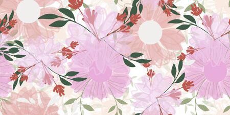 Seamless pattern with abstract flowers. Creative color floral surface design. Vector background.