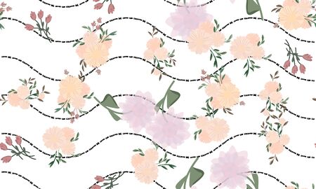 Flowers texture. Simplicity flower surface pattern design. Ditsy print textile.のイラスト素材
