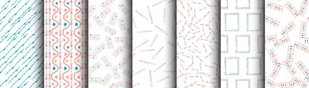 set color modern stripes seamless pattern hand drawn surface design for home. Abstract backgroundのイラスト素材